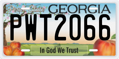 GA license plate PWT2066