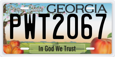 GA license plate PWT2067