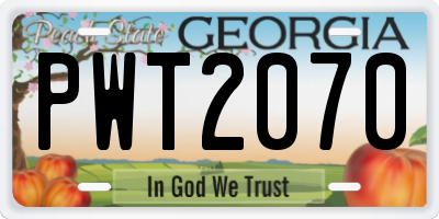 GA license plate PWT2070