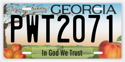 GA license plate PWT2071
