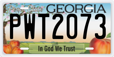 GA license plate PWT2073