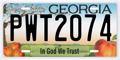 GA license plate PWT2074