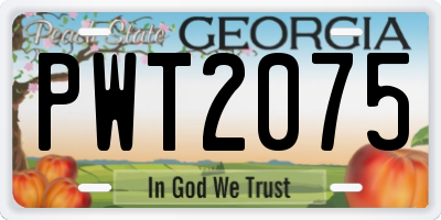 GA license plate PWT2075