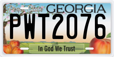 GA license plate PWT2076
