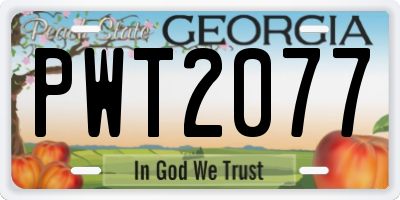 GA license plate PWT2077