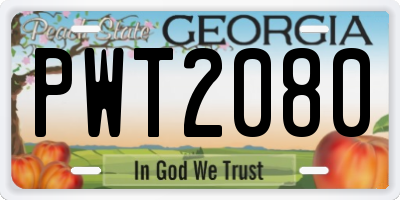 GA license plate PWT2080