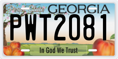GA license plate PWT2081
