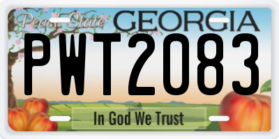 GA license plate PWT2083