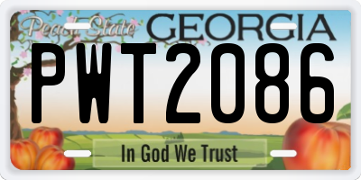 GA license plate PWT2086