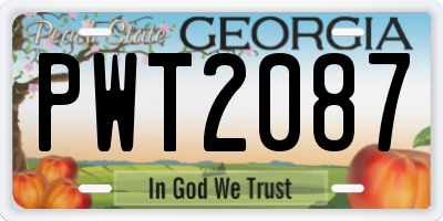 GA license plate PWT2087