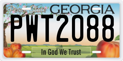 GA license plate PWT2088