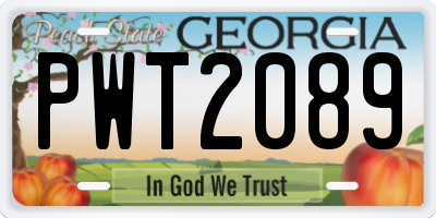 GA license plate PWT2089