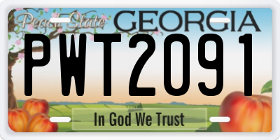 GA license plate PWT2091