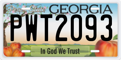 GA license plate PWT2093