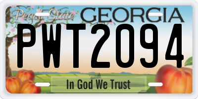 GA license plate PWT2094