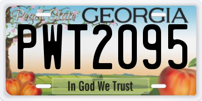 GA license plate PWT2095