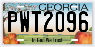 GA license plate PWT2096