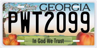 GA license plate PWT2099
