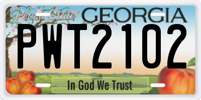 GA license plate PWT2102
