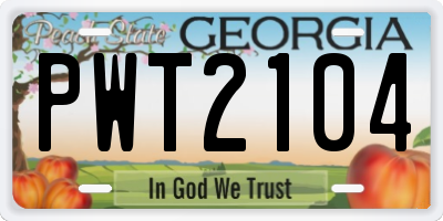 GA license plate PWT2104
