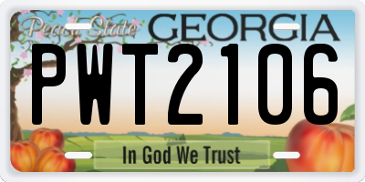 GA license plate PWT2106