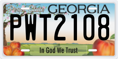 GA license plate PWT2108