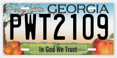 GA license plate PWT2109
