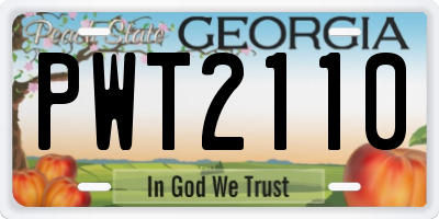 GA license plate PWT2110
