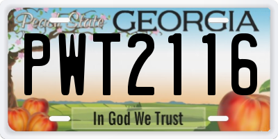 GA license plate PWT2116