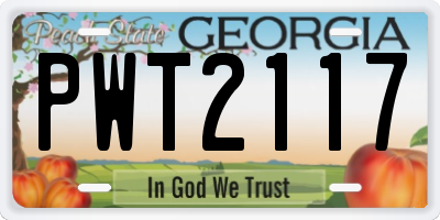 GA license plate PWT2117