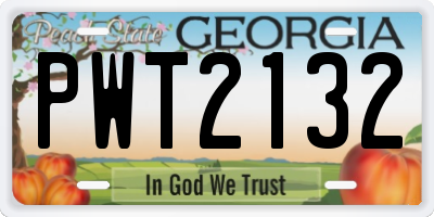 GA license plate PWT2132