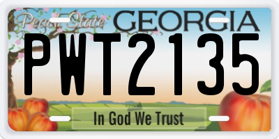 GA license plate PWT2135