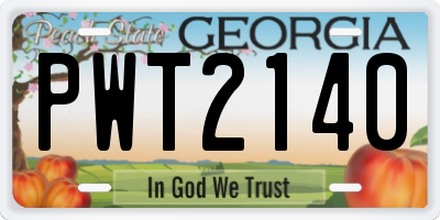 GA license plate PWT2140