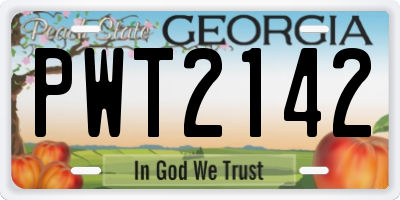 GA license plate PWT2142