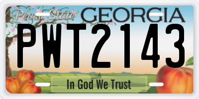 GA license plate PWT2143