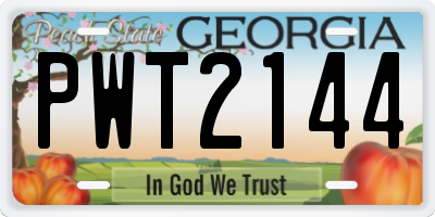 GA license plate PWT2144