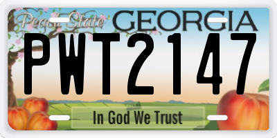 GA license plate PWT2147