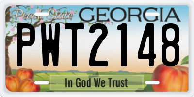 GA license plate PWT2148