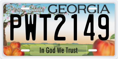 GA license plate PWT2149