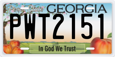GA license plate PWT2151