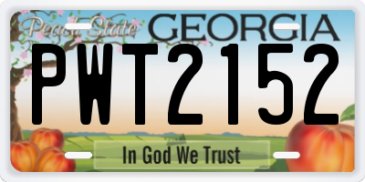 GA license plate PWT2152