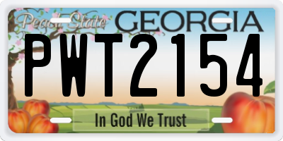 GA license plate PWT2154