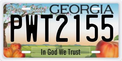 GA license plate PWT2155
