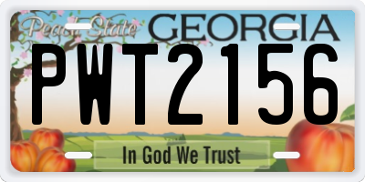 GA license plate PWT2156