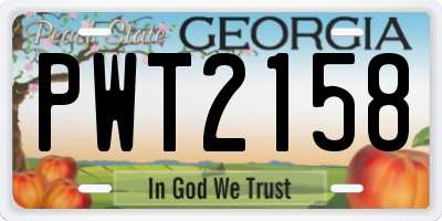 GA license plate PWT2158