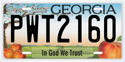GA license plate PWT2160