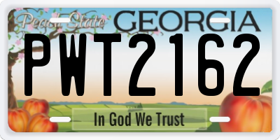 GA license plate PWT2162
