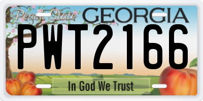 GA license plate PWT2166