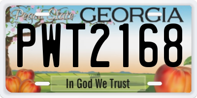 GA license plate PWT2168