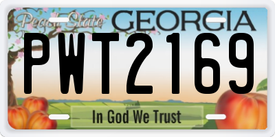 GA license plate PWT2169